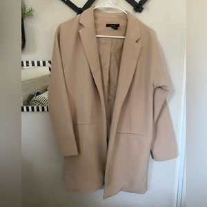 Long oversized tan blazer coat